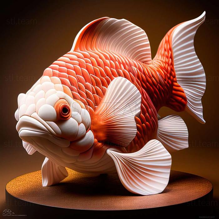 Red and white oranda fish